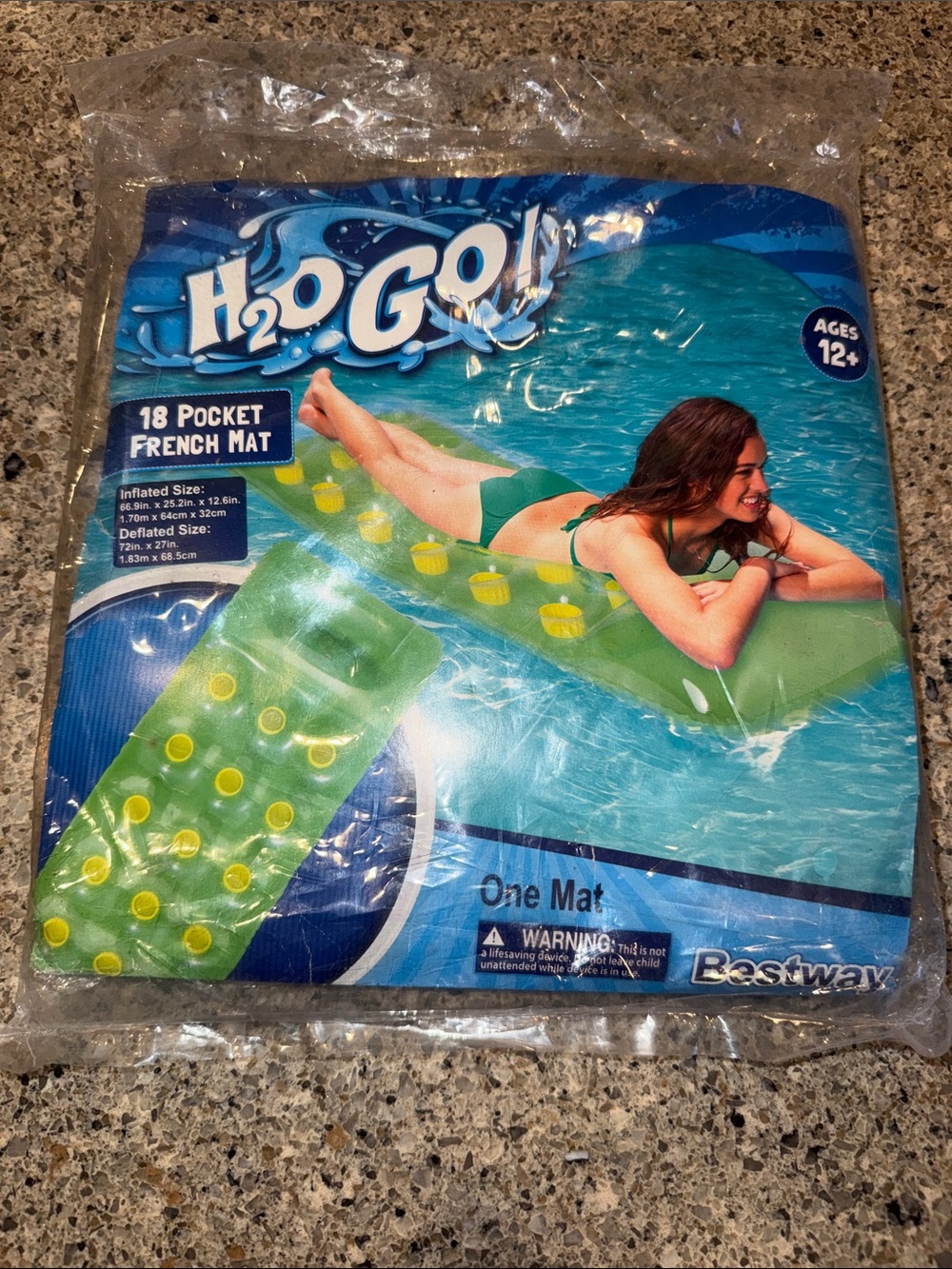 Bestway H2OGo 18-Pocket Inflatable French Mat Pool Float  - Green